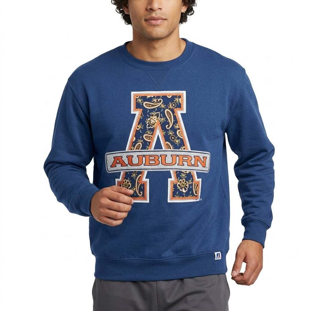IP9 Vintage RUSSELL ATHLETIC Auburn Paisley Graphic Crew Neck Size M